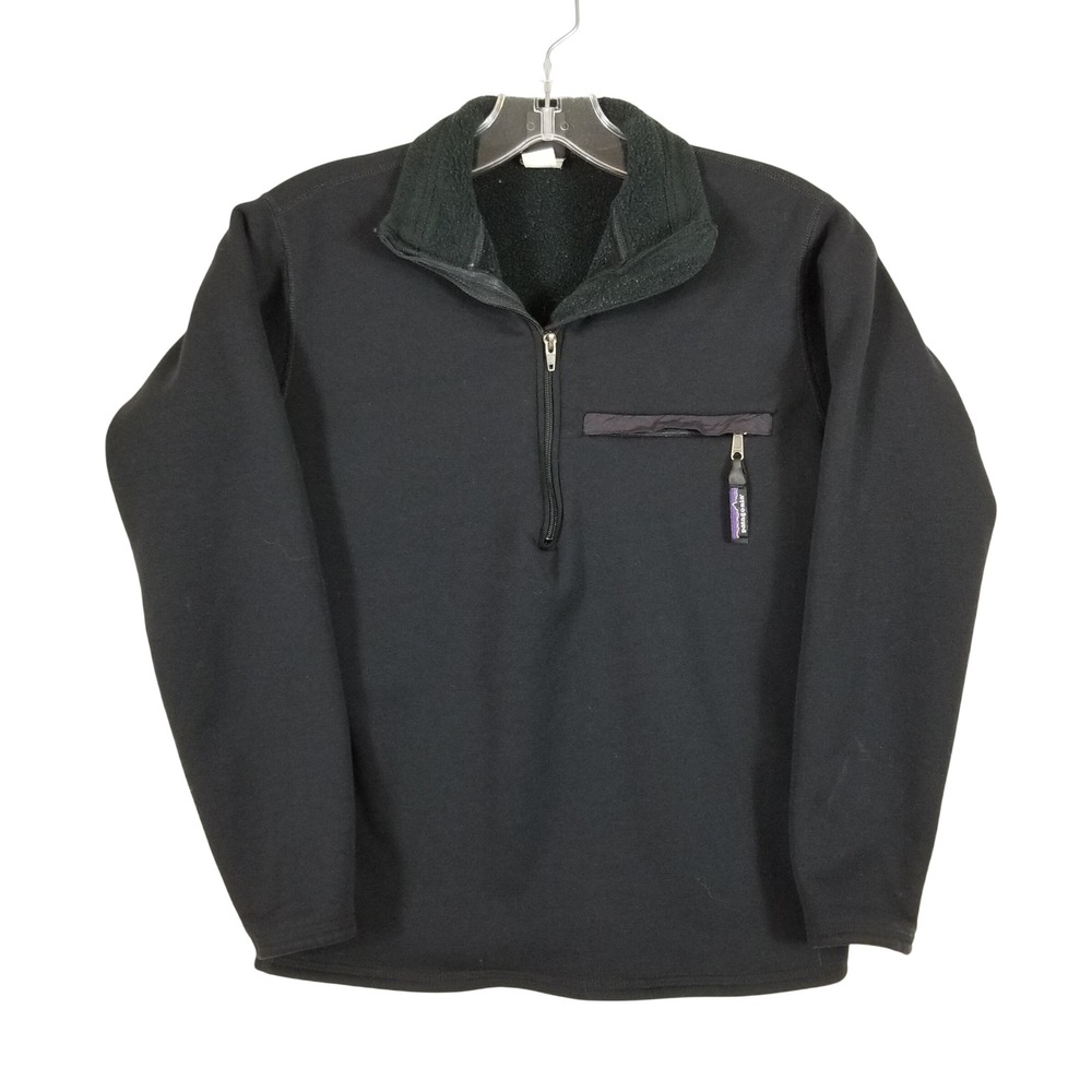 Patagonia‎ Mens XS Black Quarter Zip Fleece Pullover Jacket Made in USA